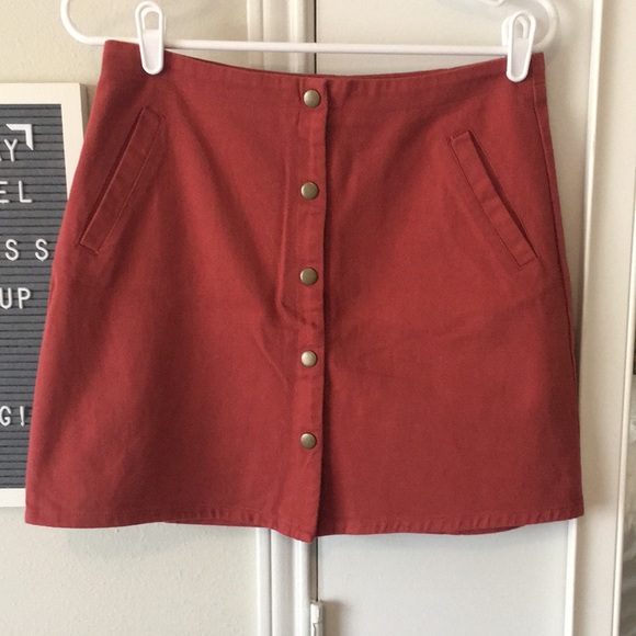 Red Denim Skirt - Picture 1 of 5
